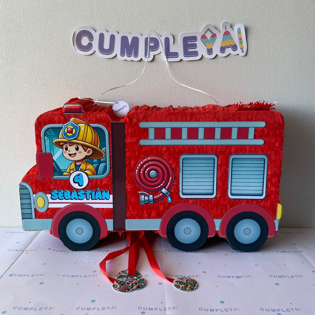 PIÑATA CAMIÓN DE BOMBEROS 60CM PREMIUM