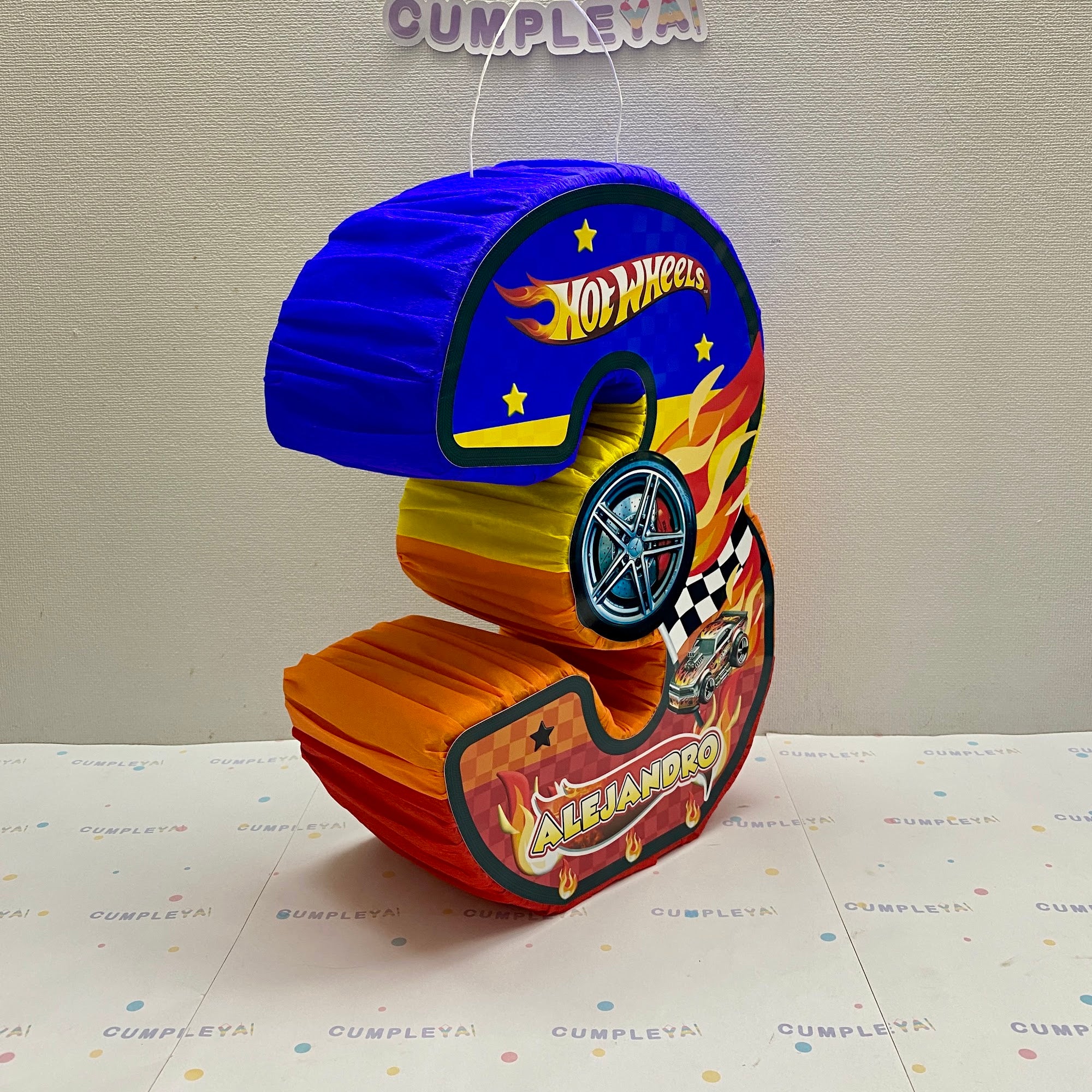 PIÑATA 40 CM HOT WHEELS NUMEROS 3