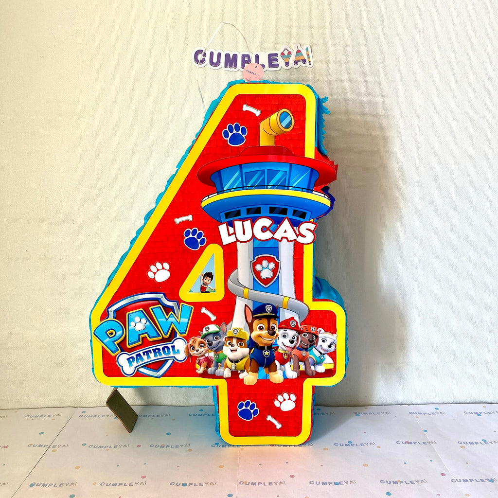 PIÑATA NUMERO 4 PAW PATROL 60CM PREMIUM