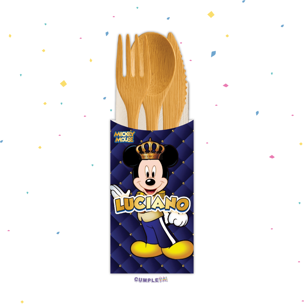 PORTA CUBIERTO MICKEY REY AZUL 7X13CM TEMÁTICO