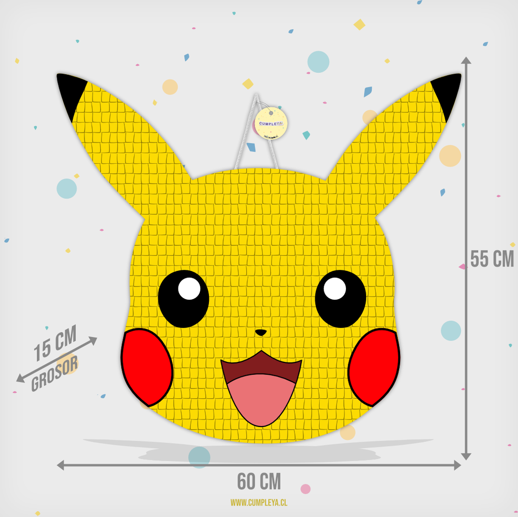 PIÑATA PIKACHU CABEZA 60CM PREMIUM