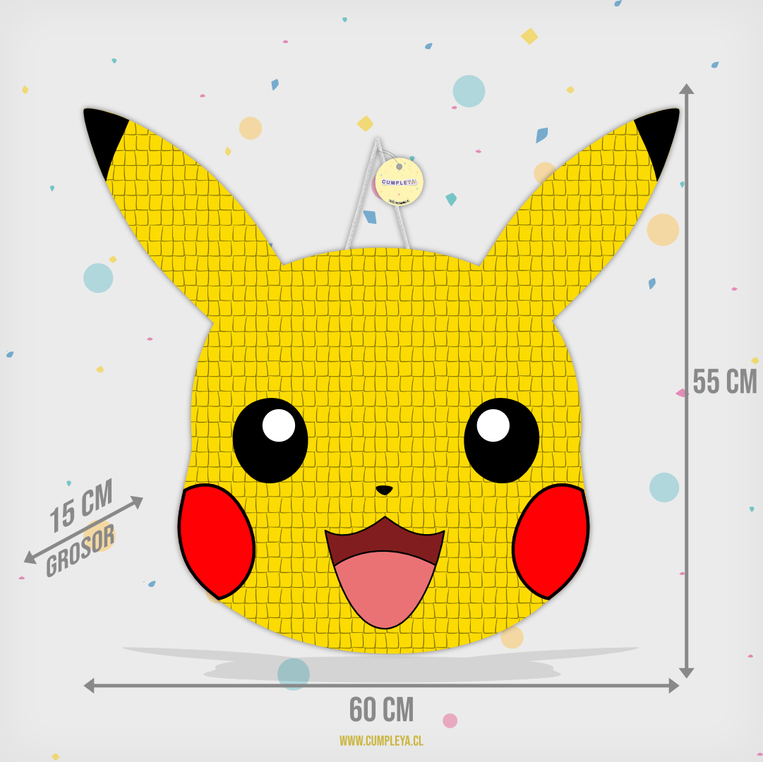 PIÑATA PIKACHU CABEZA 60CM PREMIUM