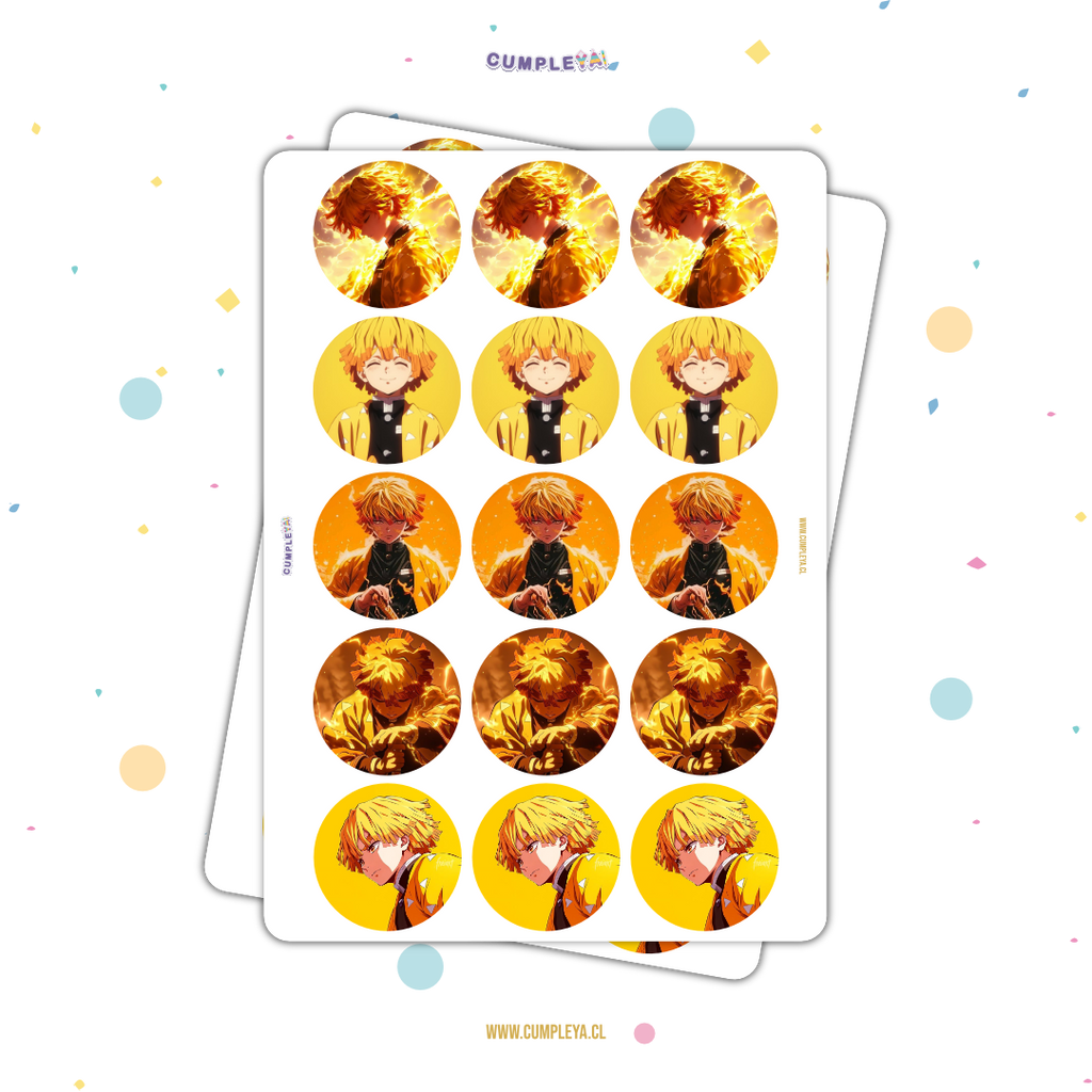 STICKER ZENITSU AGATSUMA CIRCULARES 5X5CM 30U TEMÁTICO