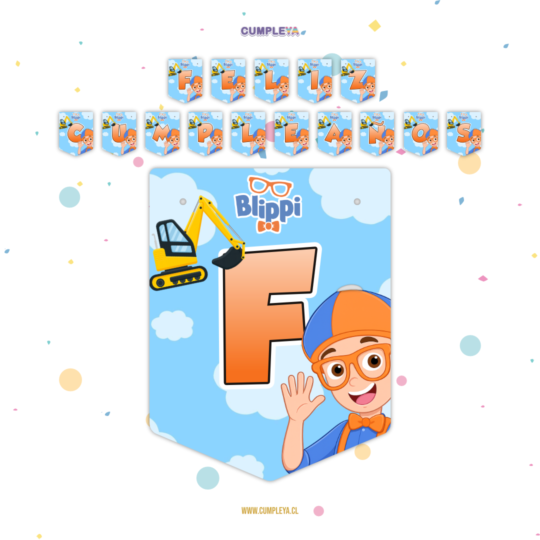 BANDERIN FELIZ CUMPLEAÑOS BLIPPI NIÑO