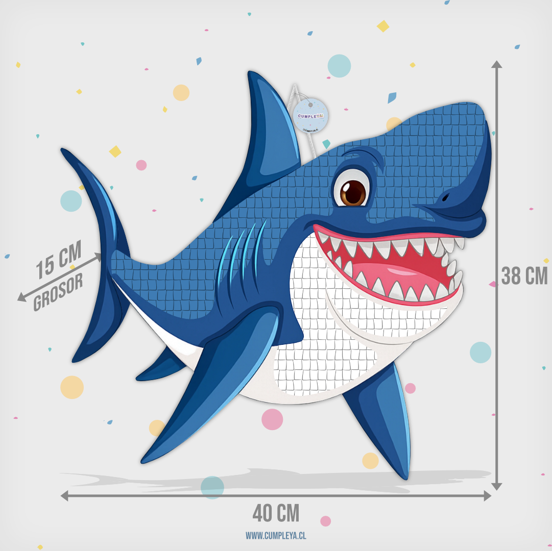 PIÑATA TIBURON AZUL 40CM PREMIUM