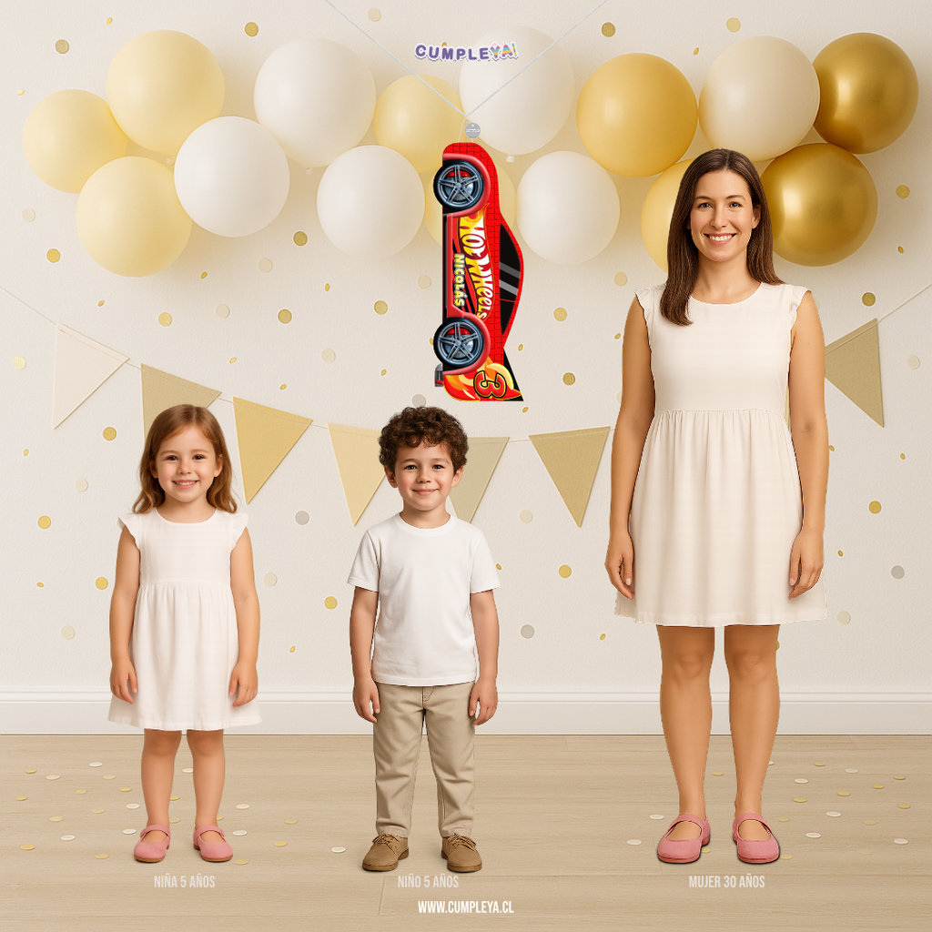 PIÑATA AUTO ROJO HOT WHEELS 60CM PREMIUM