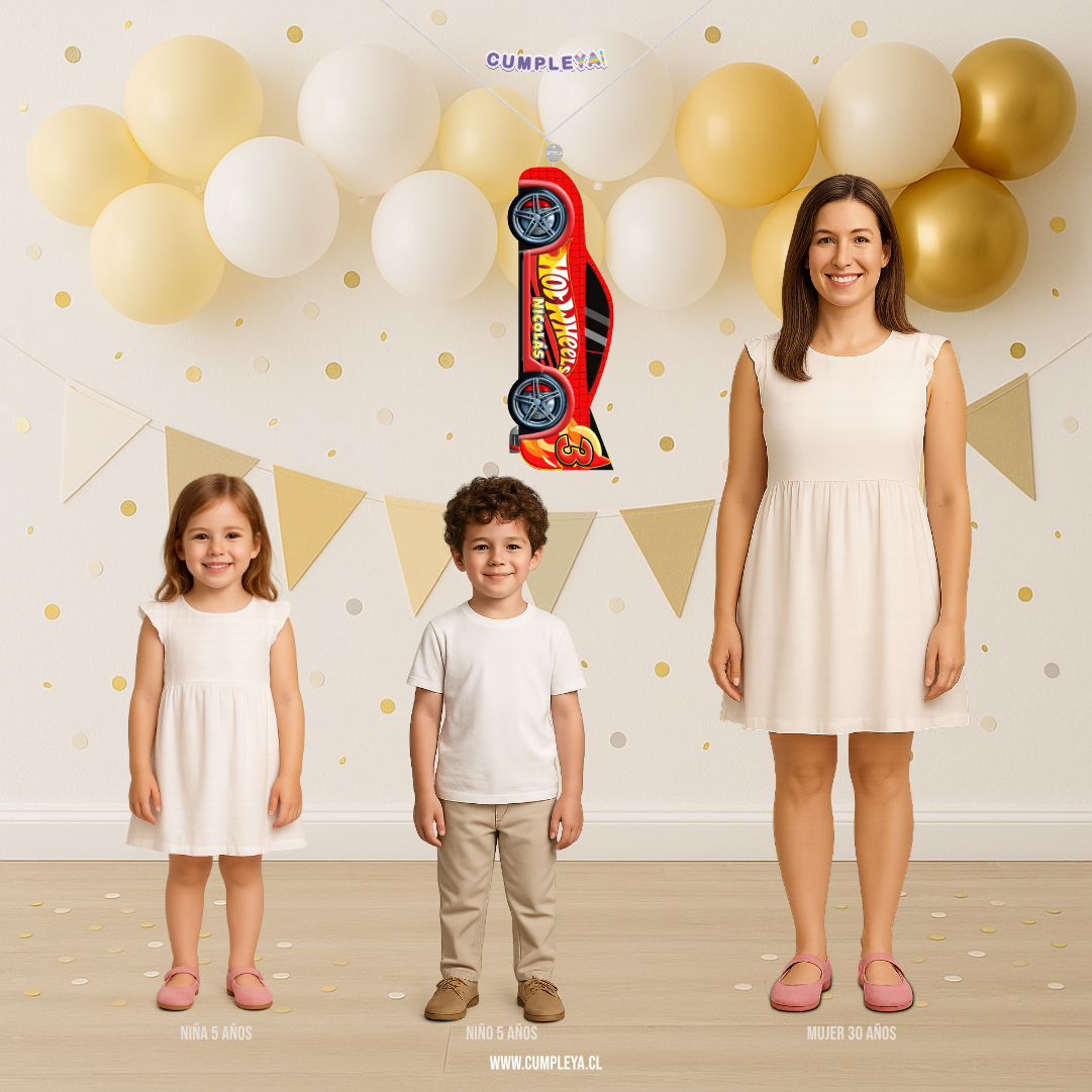 PIÑATA AUTO ROJO HOT WHEELS 60CM PREMIUM