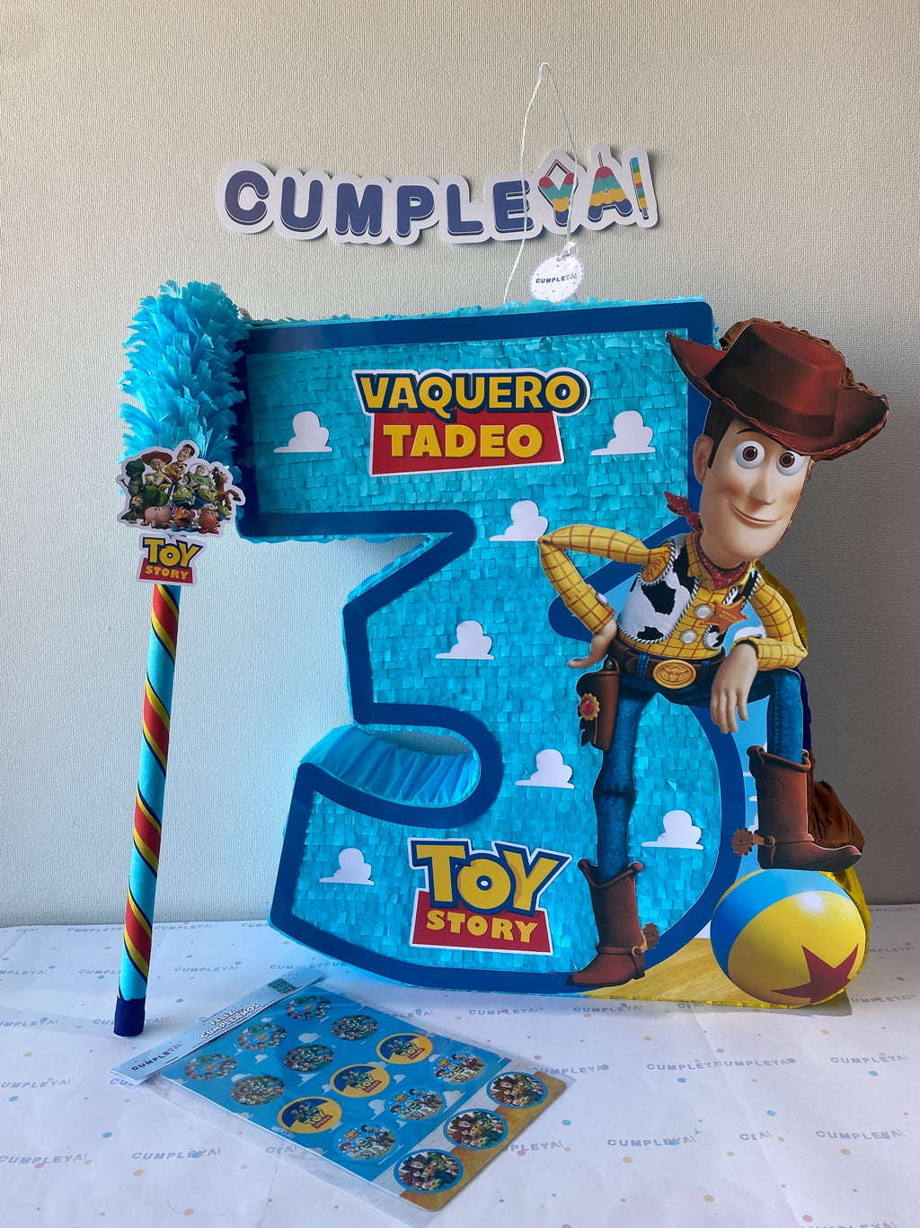 PIÑATA WOODY NUMERO 3 60CM PREMIUM