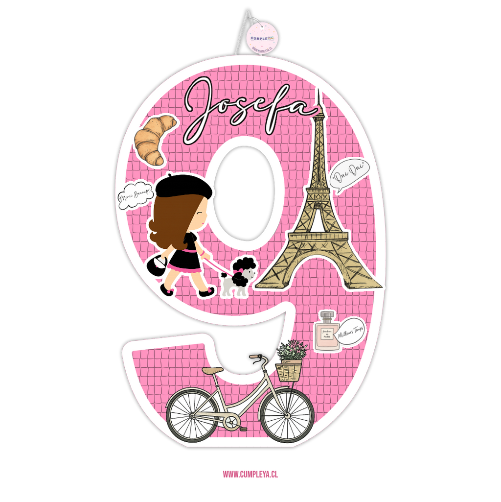PIÑATA NUMERO NUEVE PARIS 60CM PREMIUM