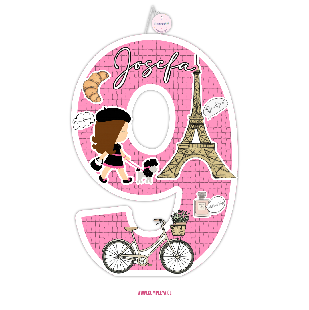 PIÑATA NUMERO NUEVE PARIS 60CM PREMIUM