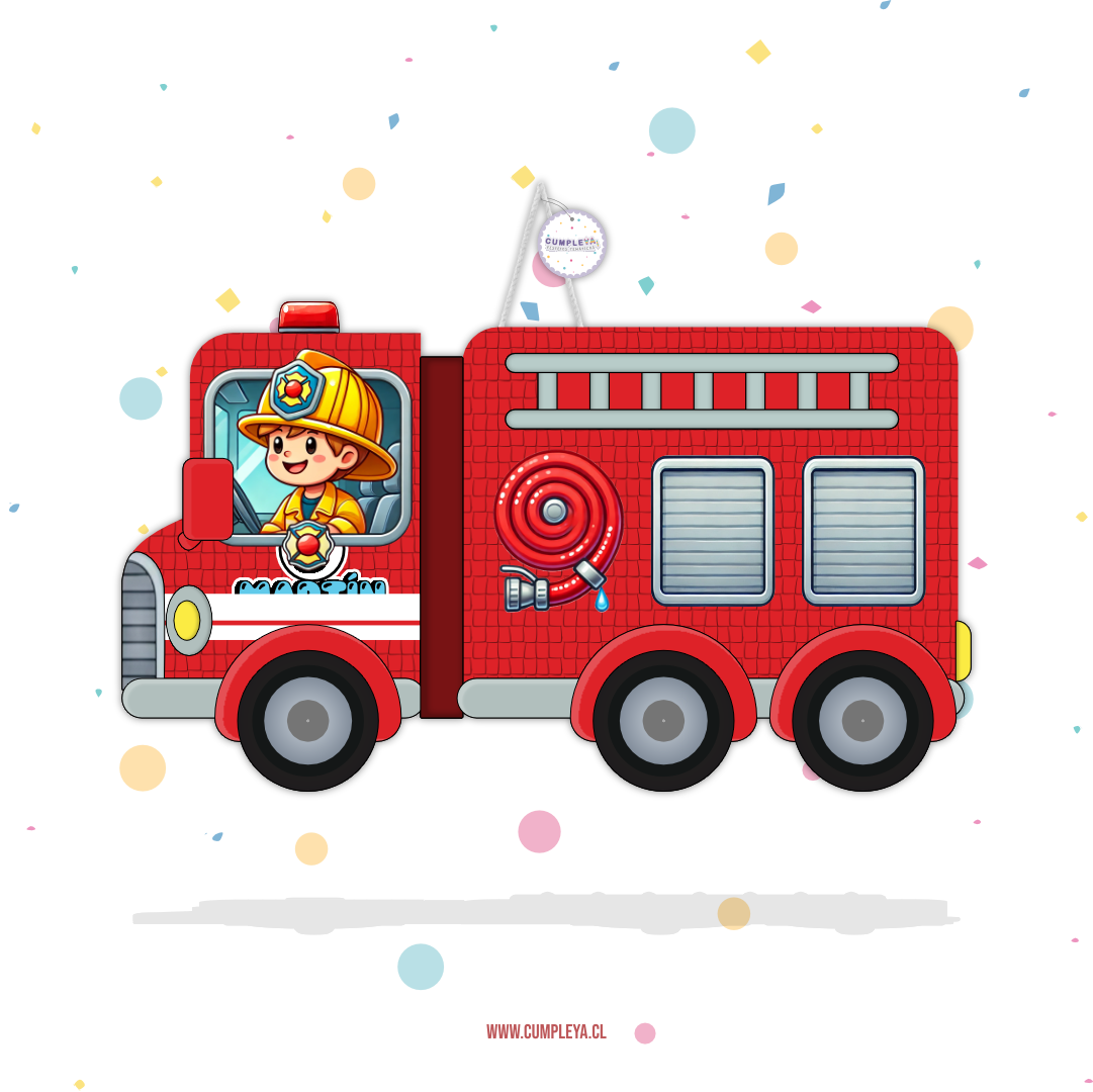 PIÑATA CAMION DE BOMBERO 40CM PREMIUM