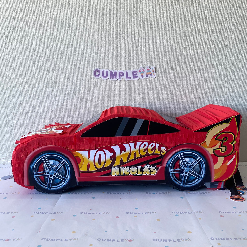 PIÑATA AUTO ROJO HOT WHEELS 60CM PREMIUM
