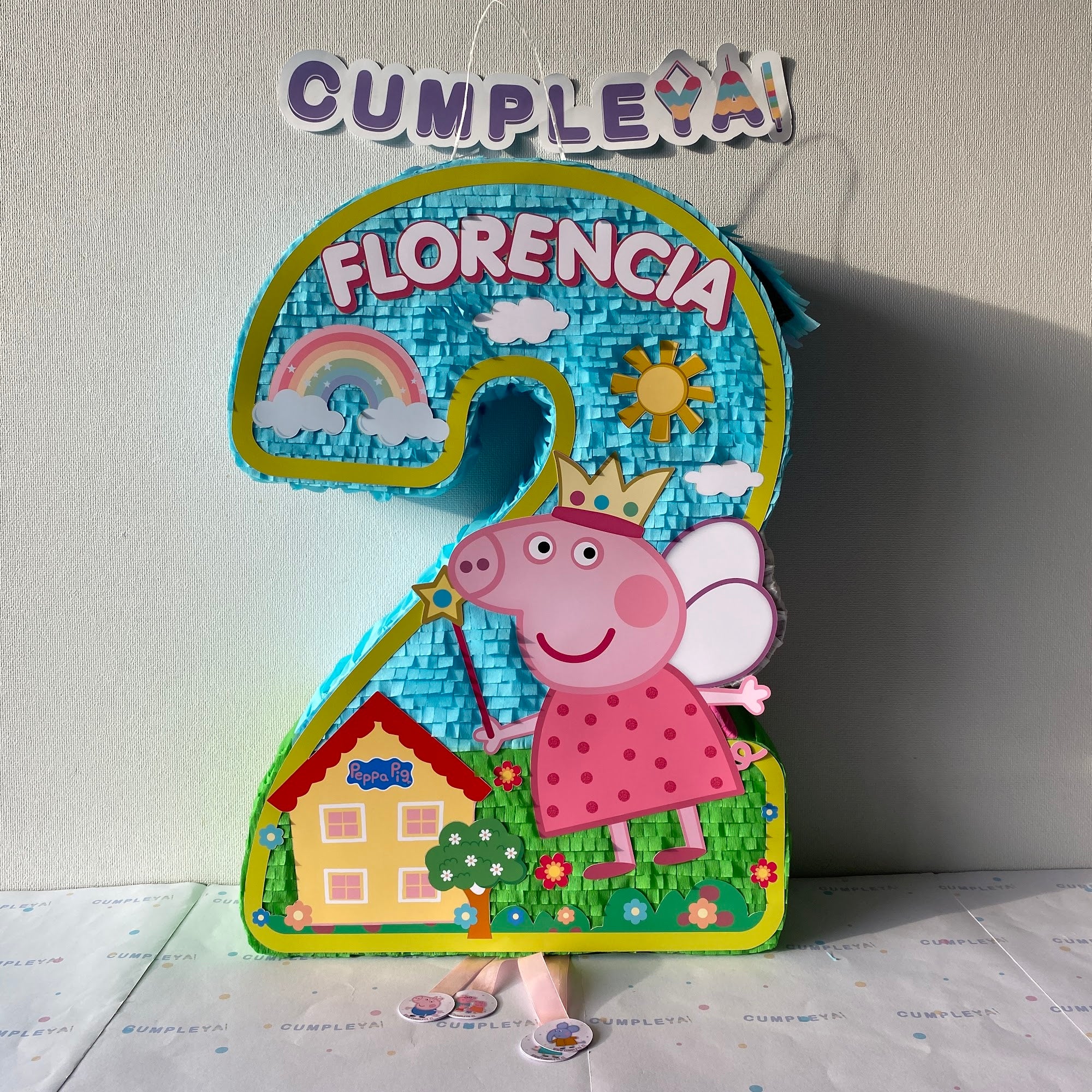 PIÑATA NUMERO 2 DE PEPPA PIG 60CM PREMIUM