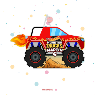PIÑATA 60 CM MONSTER TRUCK ROJO