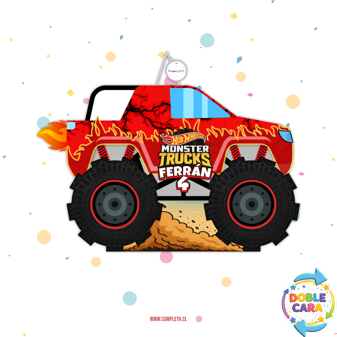 PIÑATA 60 CM MONSTER TRUCK ROJO