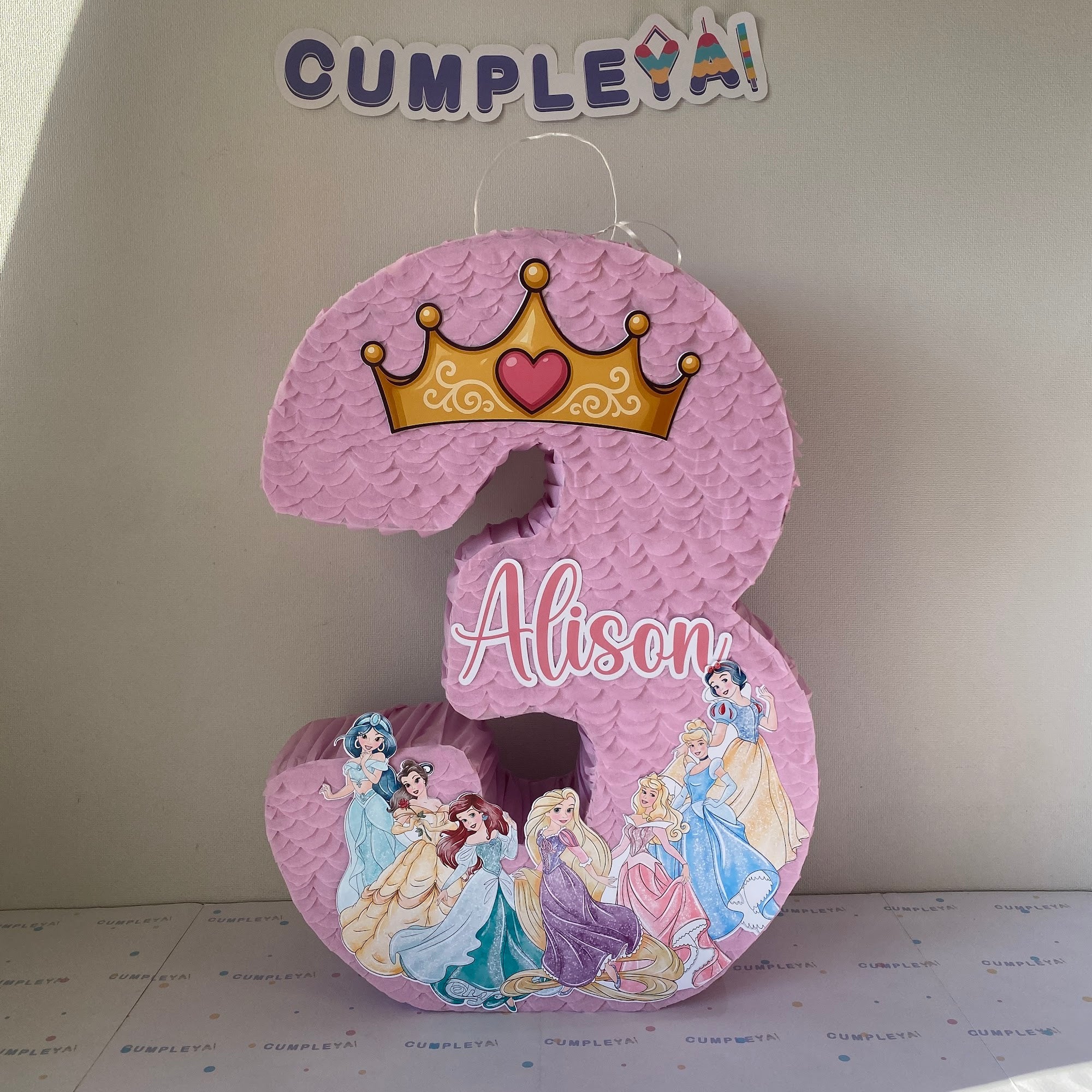 PIÑATA NUMERO 3 DE PRINCESAS DE DINSEY 60CM PREMIUM