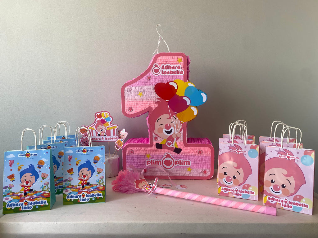 PIÑATA PLIM PLIM ROSADO NUMERO 1 60CM PREMIUM