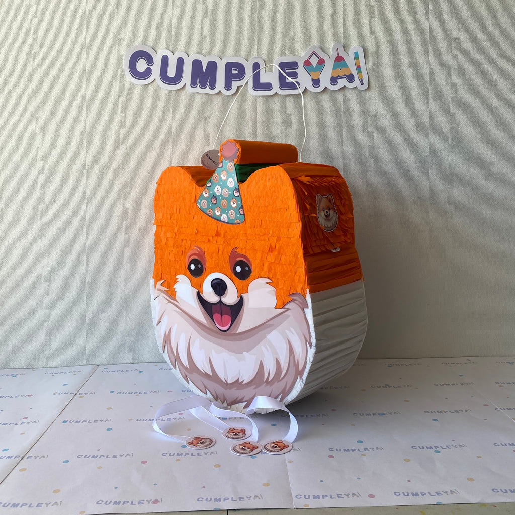 PIÑATA PERRITO POMERANIA 40CM PREMIUM