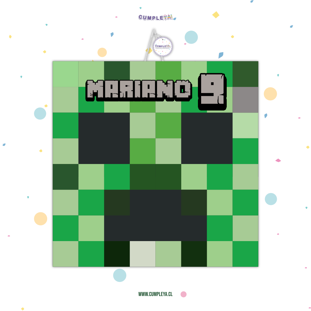 PIÑATA CABEZA DE CREEPER 40CM PREMIUM