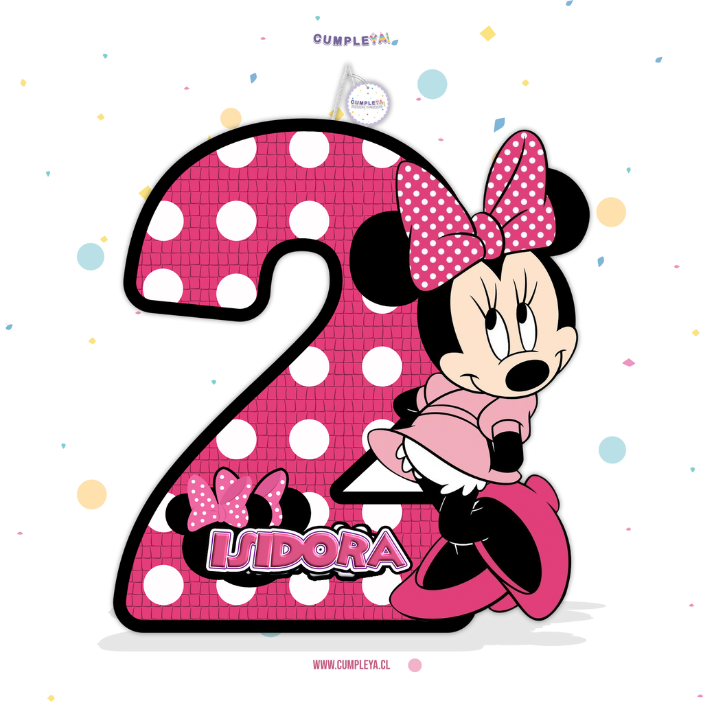 PIÑATA MINNIE NUMERO 2 ROSADA 60CM PREMIUM