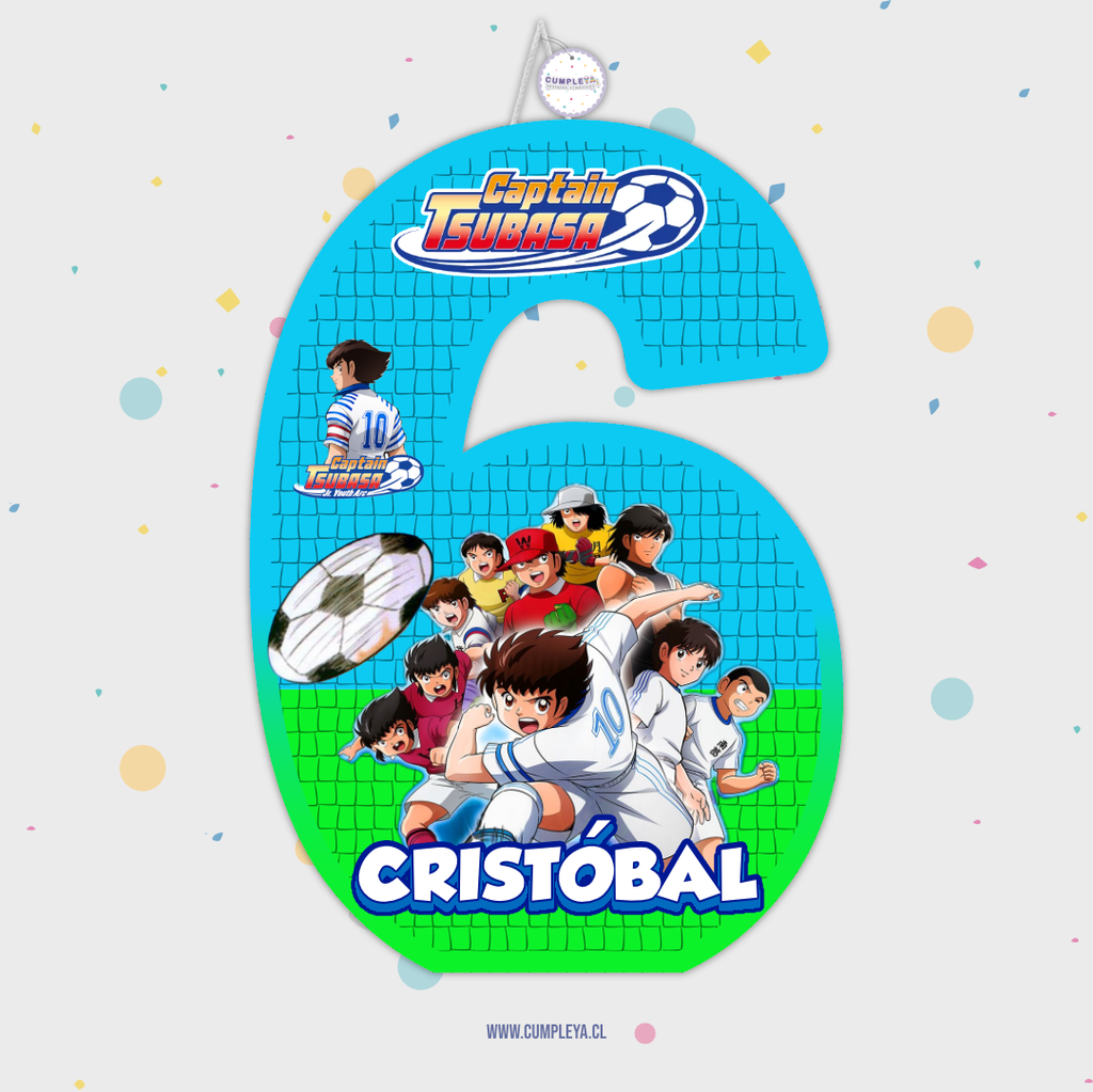 PIÑATA NUMERO 6 CAPITAN TSUBASA 40CM PREMIUM