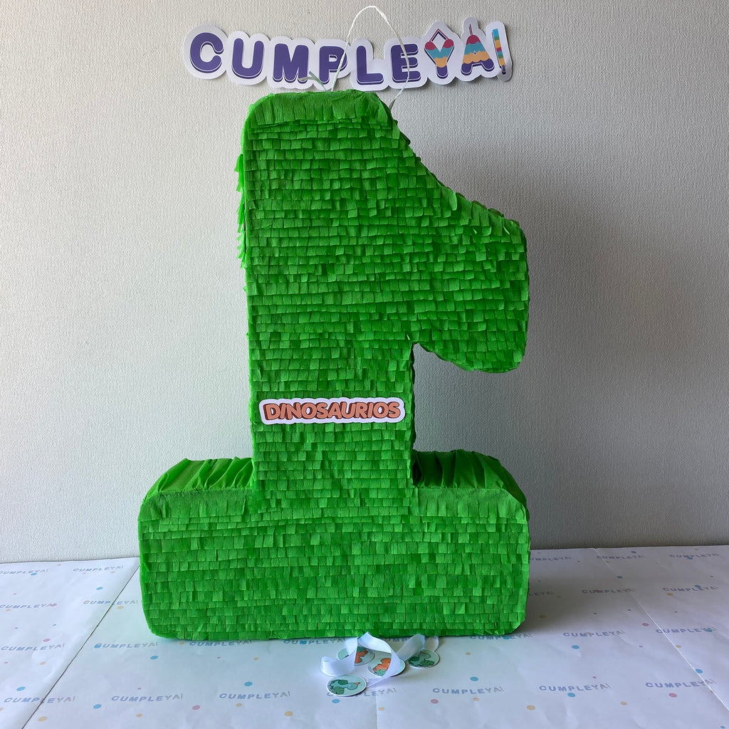 PIÑATA NUMERO 1 CON DINOSAURIO BEBE 60CM PREMIUM