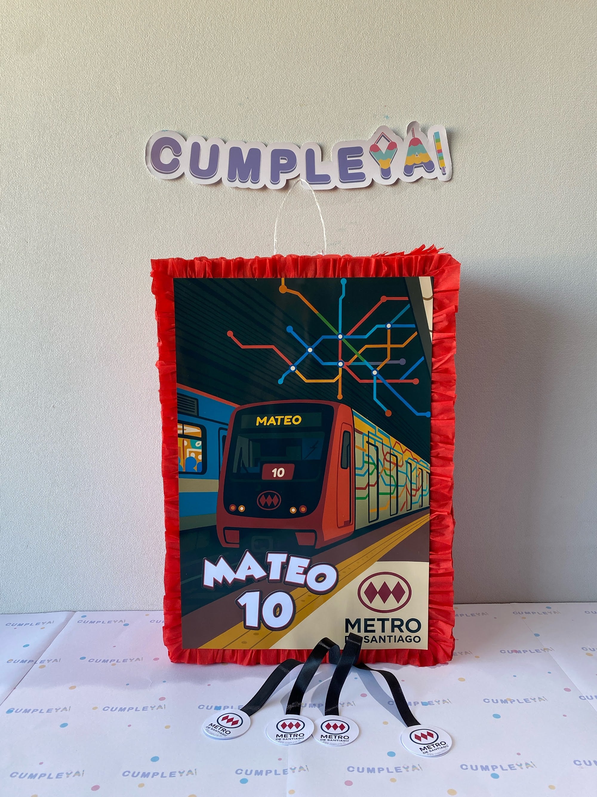 PIÑATA LOGO METRO SANTIAGO RECTANGULAR EXPRÉS 50CM
