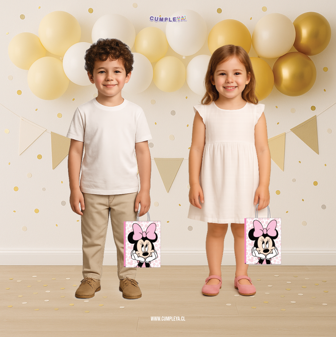 BOLSA SORPRESA 16 × 21 × 8 CM MINNIE MOUSE ROSADA