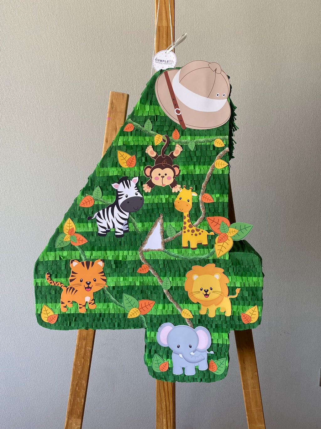 PIÑATA NUMERO 4 ANIMALITO SAFARI 60CM PREMIUM