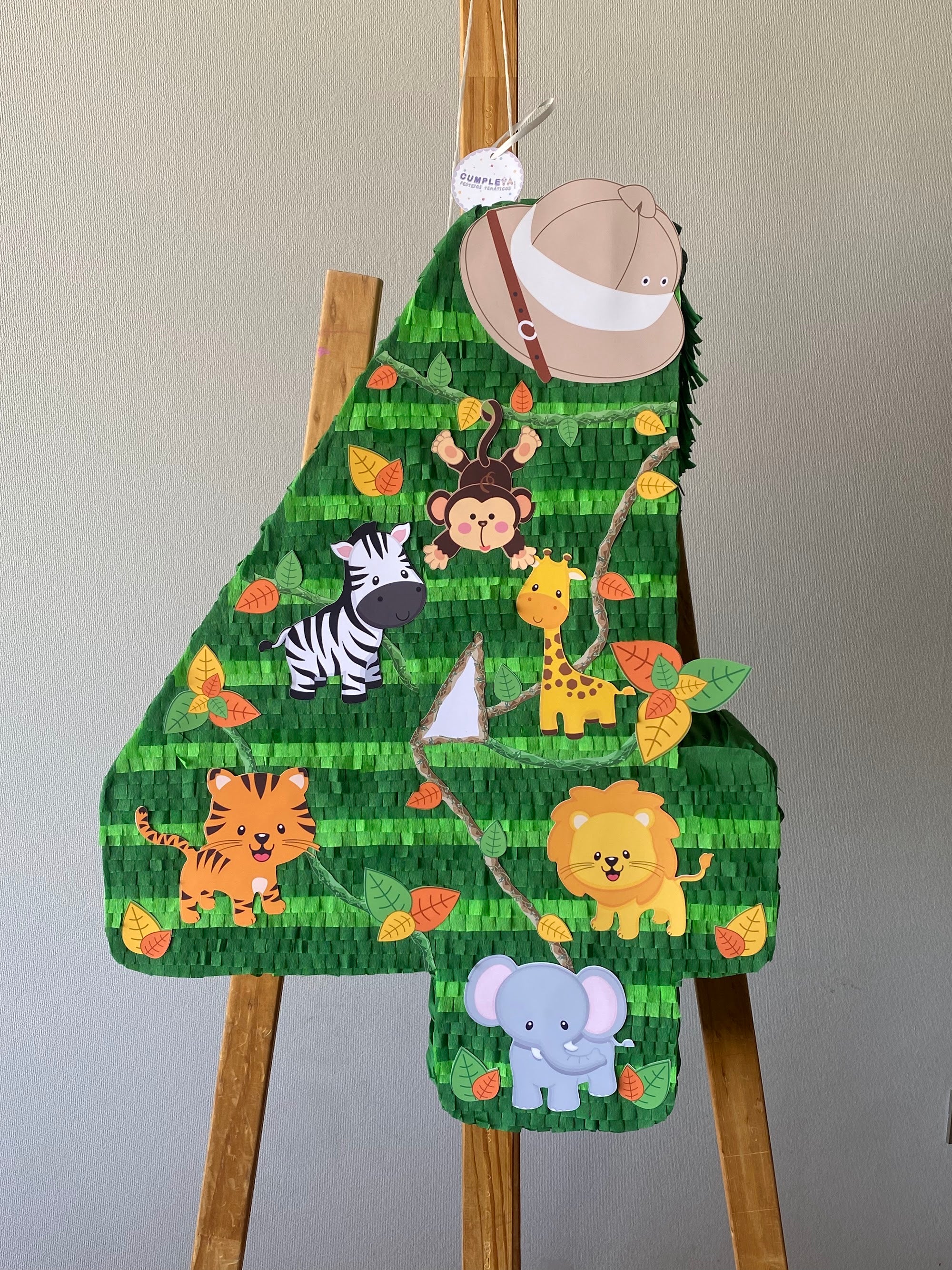 PIÑATA NUMERO 4 ANIMALITO SAFARI 60CM PREMIUM