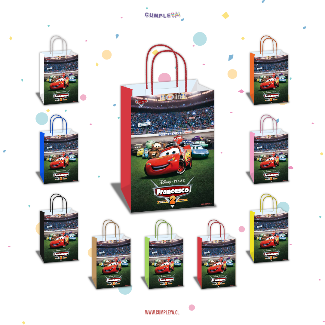BOLSA SORPRESA CARS PERSONALIZADO 16X21X8CM