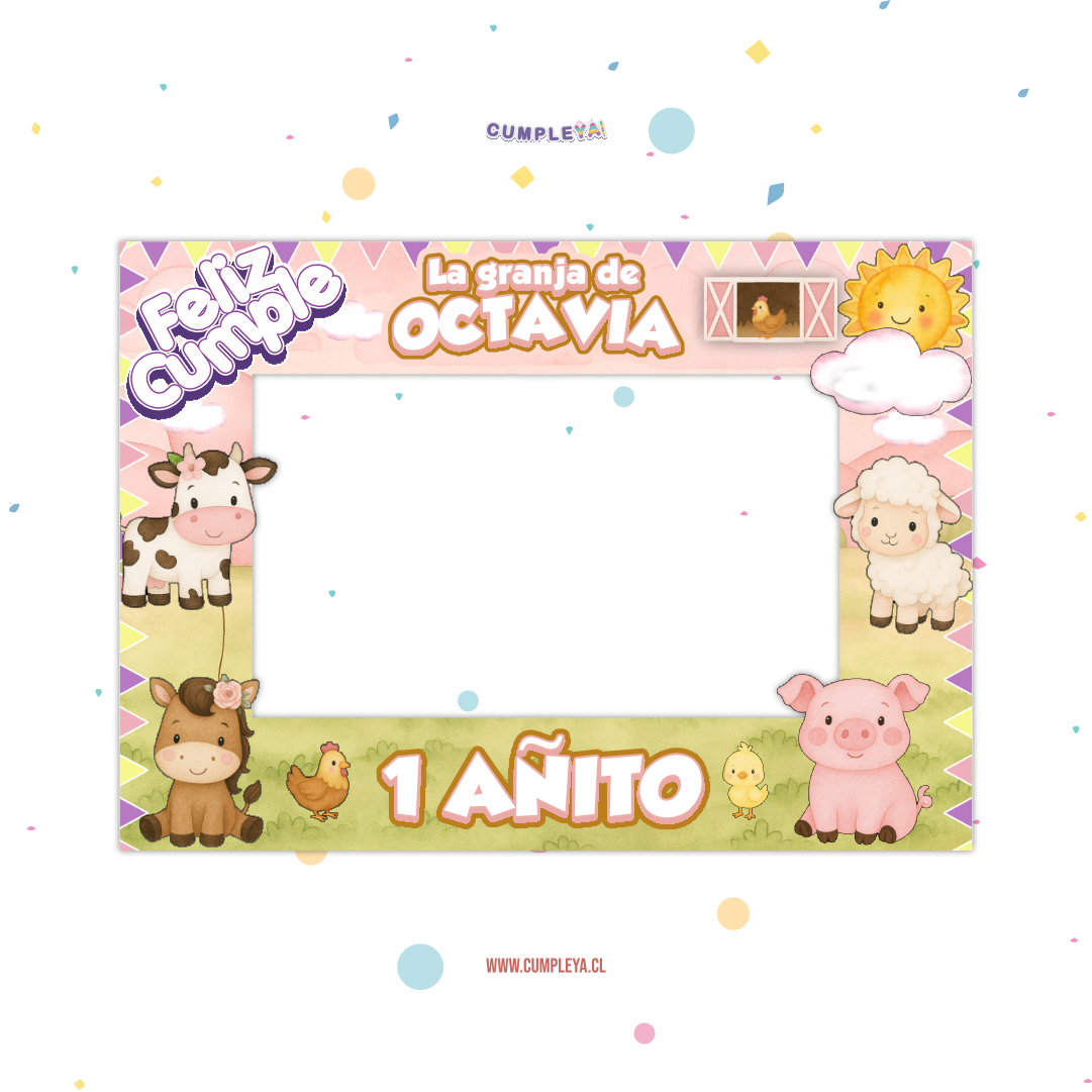 CUADRO SELFIE GRANJITA ROSADA ANIMALITOS 77X55CM