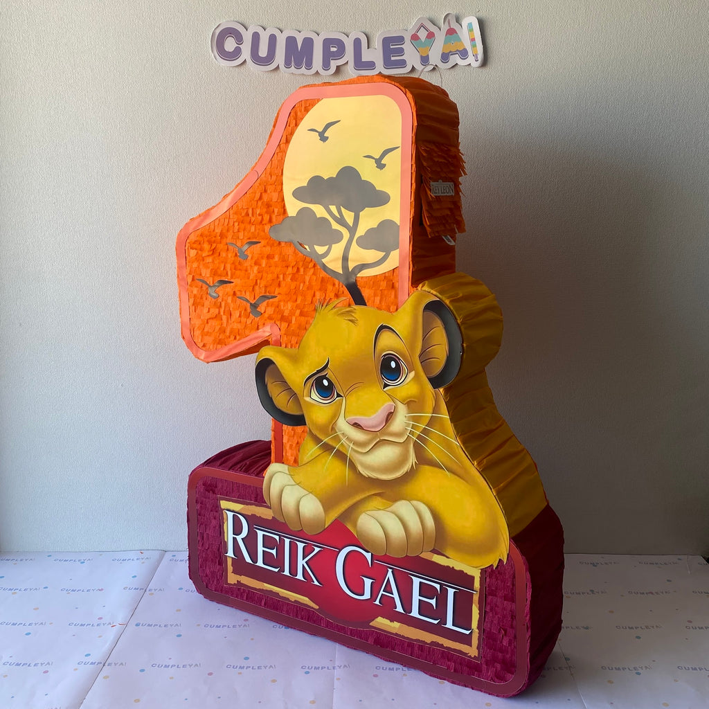 PIÑATA REY LEON CON NUMERO 1 60CM PREMIUM
