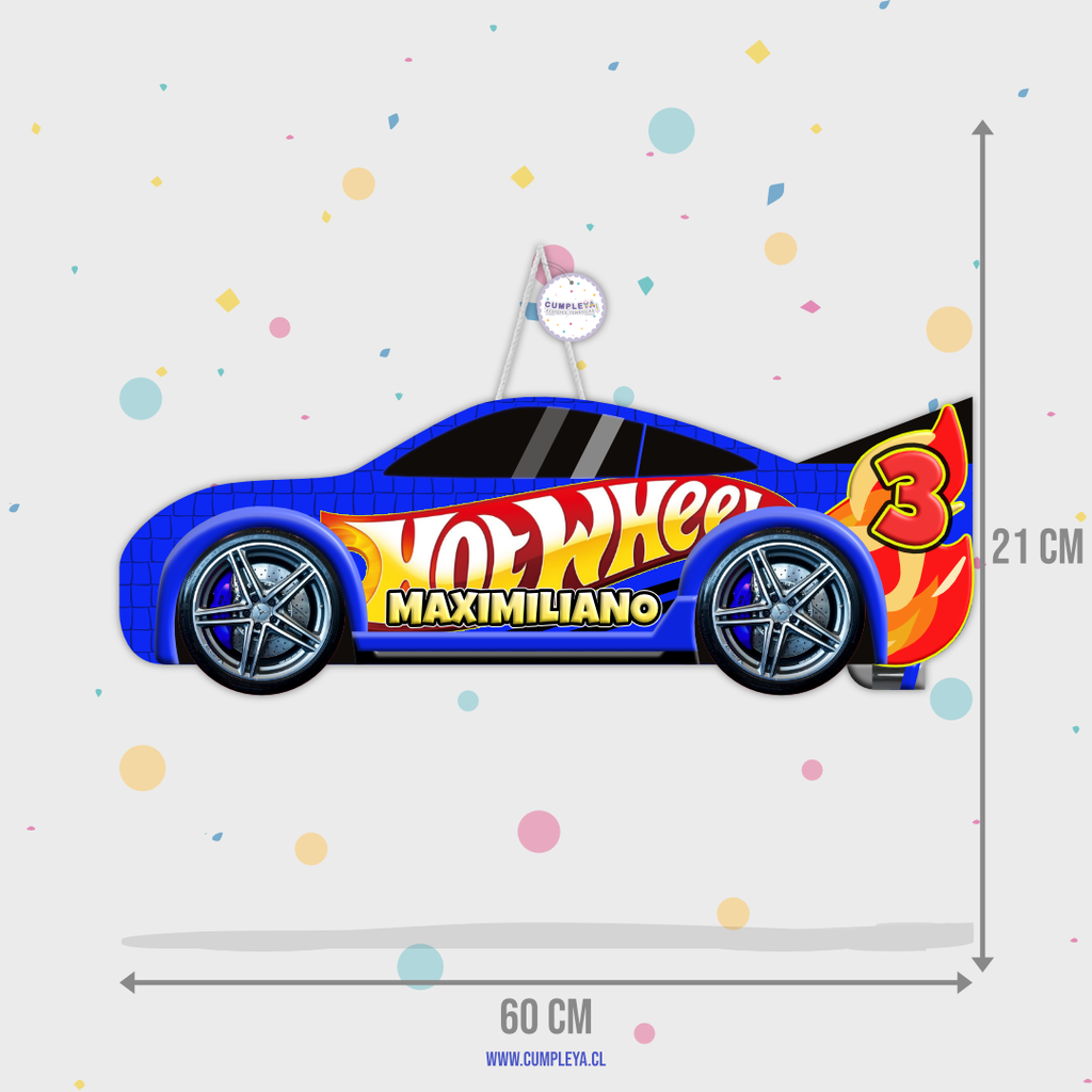 PIÑATA AUTO AZUL HOT WHEELS 60CM PREMIUM
