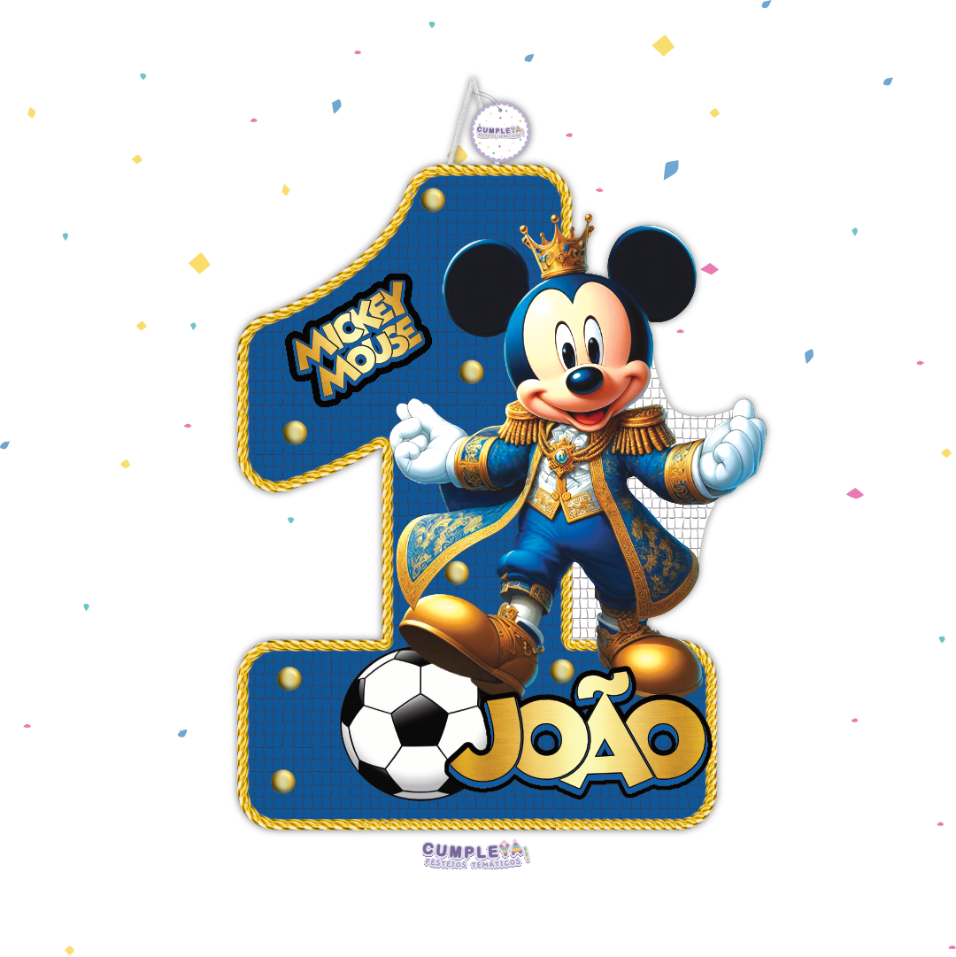 PIÑATA MICKEY REY AZUL FUTBOL 60CM PREMIUM