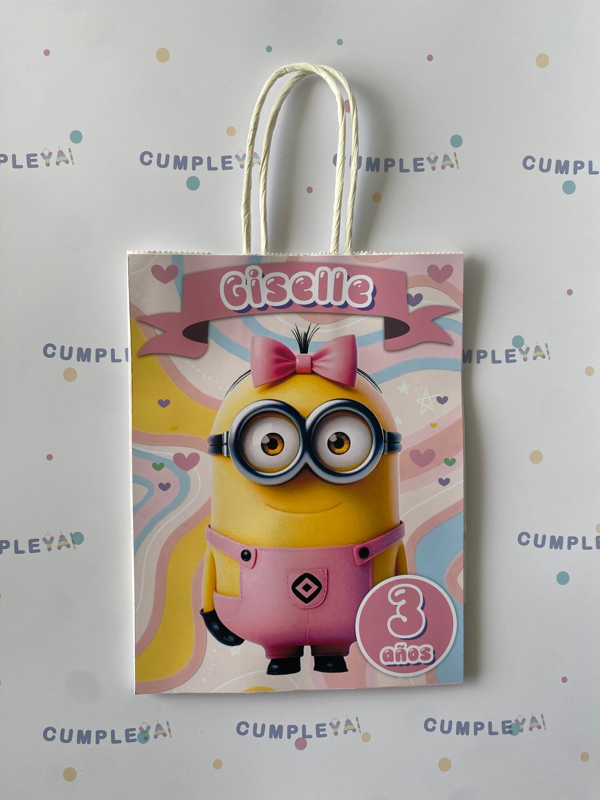 BOLSA SORPRESA 16 × 21 × 8 CM MINIONS ROSA