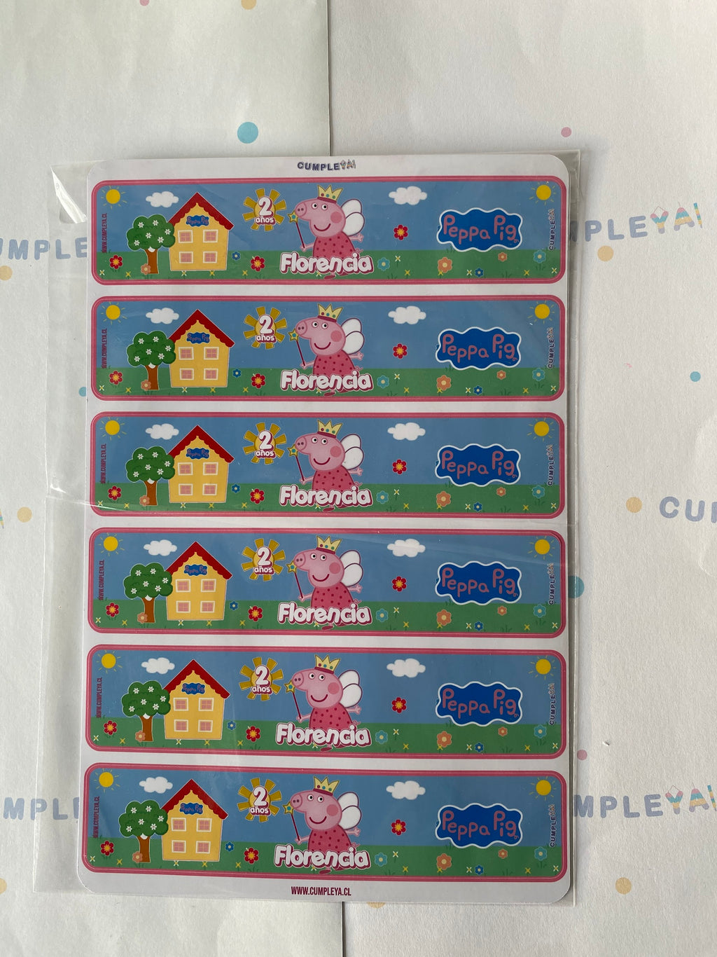 STICKER PEPPA PIG HADA PARA BOTELLA 250ML 18X3, 5CM SET 12U TEMÁTICO