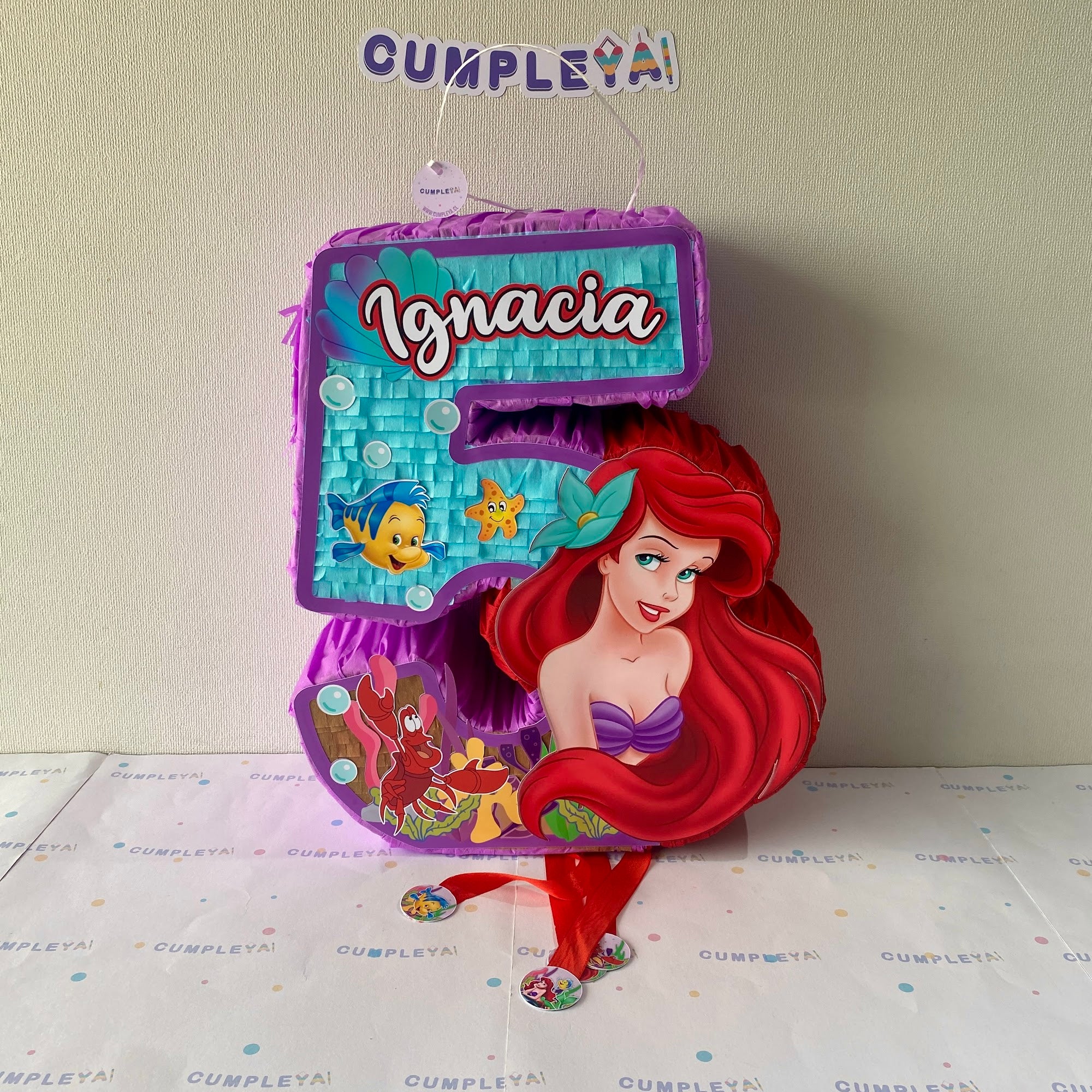 PIÑATA NUMERO 5 DE SIRENITA 40CM PREMIUM