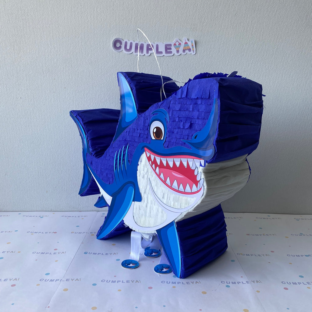 PIÑATA TIBURON AZUL 40CM PREMIUM