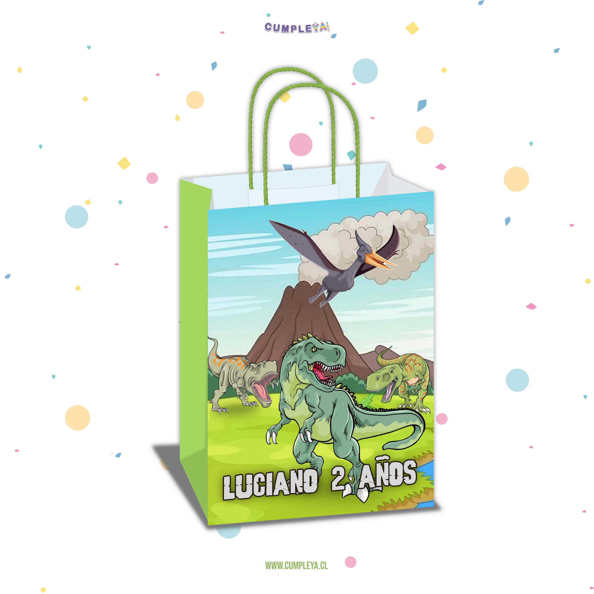 BOLSA SORPRESA 16 × 21 × 8 CM TIRANOSAURIO REX