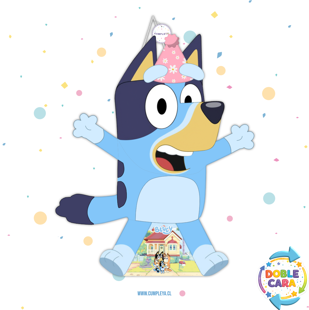 PIÑATA 60 CM XL BLUEY CON GORRITO