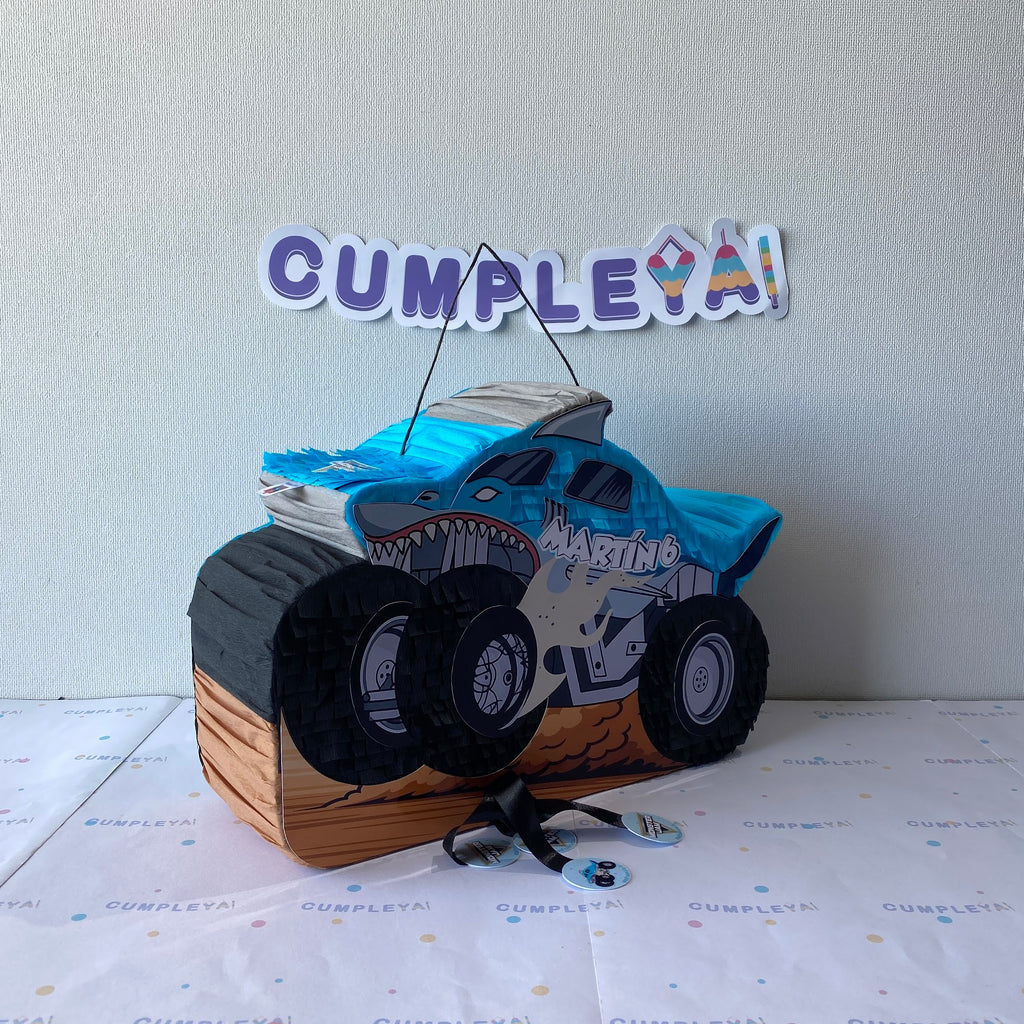 PIÑATA TIBURÓN CELESTE MONSTER JAM 40CM PREMIUM