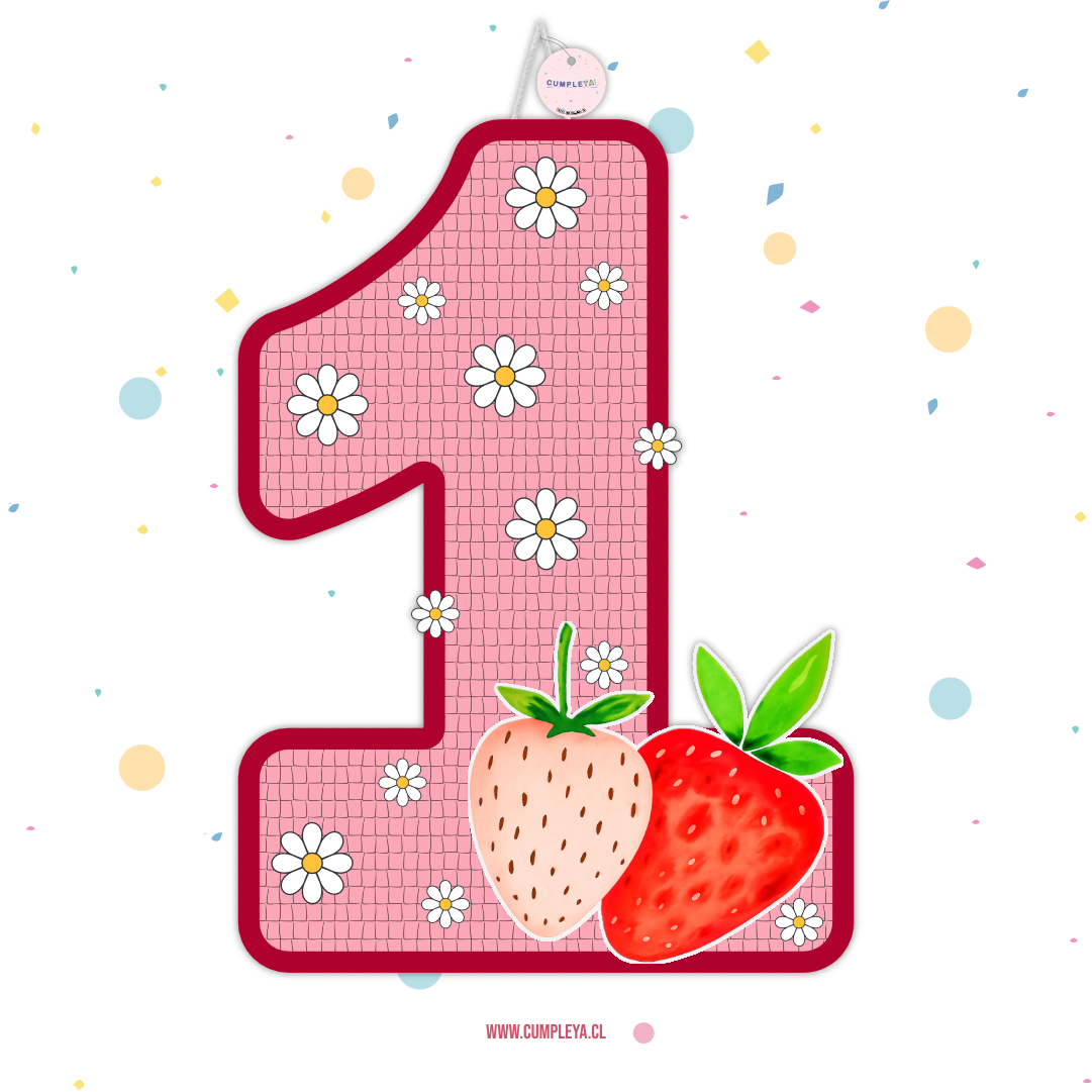 PIÑATA FRUTILLAS Y FLORES 60CM PREMIUM