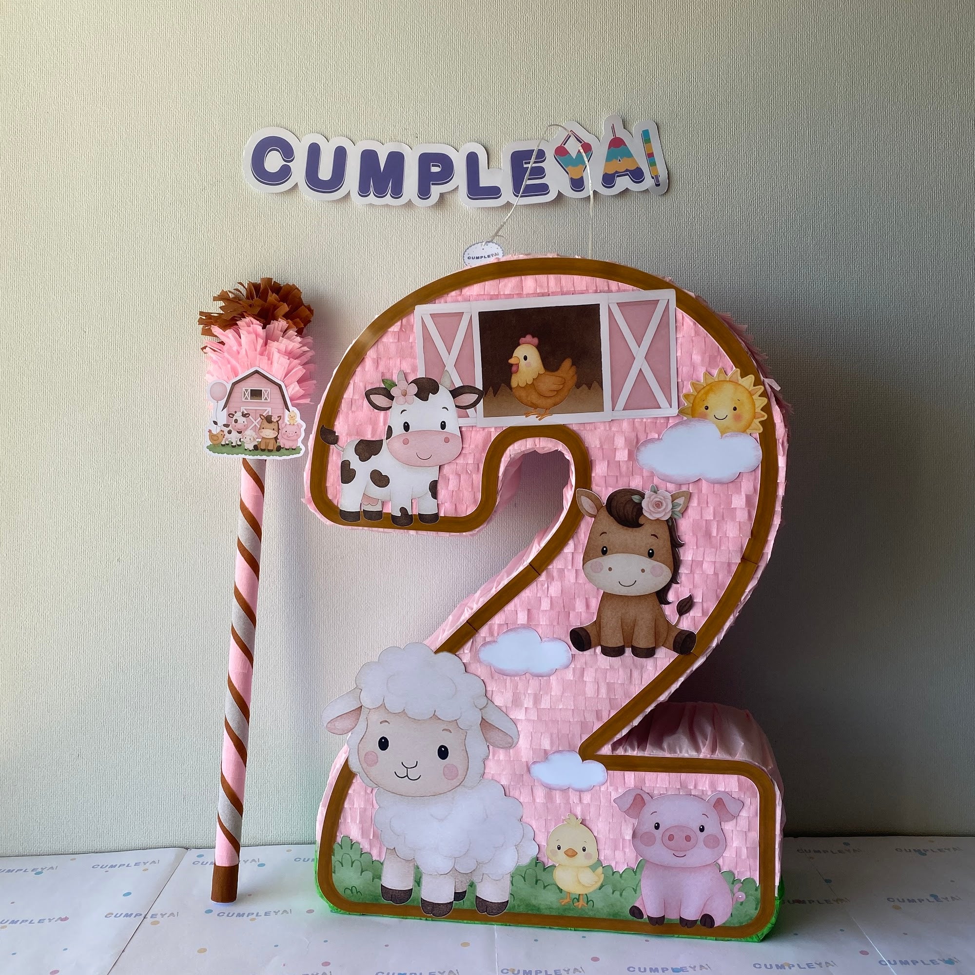 PIÑATA NUMERO 2 GRANJA 60CM PREMIUM