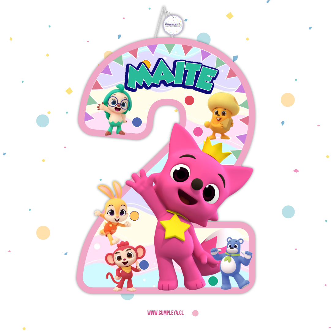 PIÑATA 40 CM NUMERO 2 PINKFONG