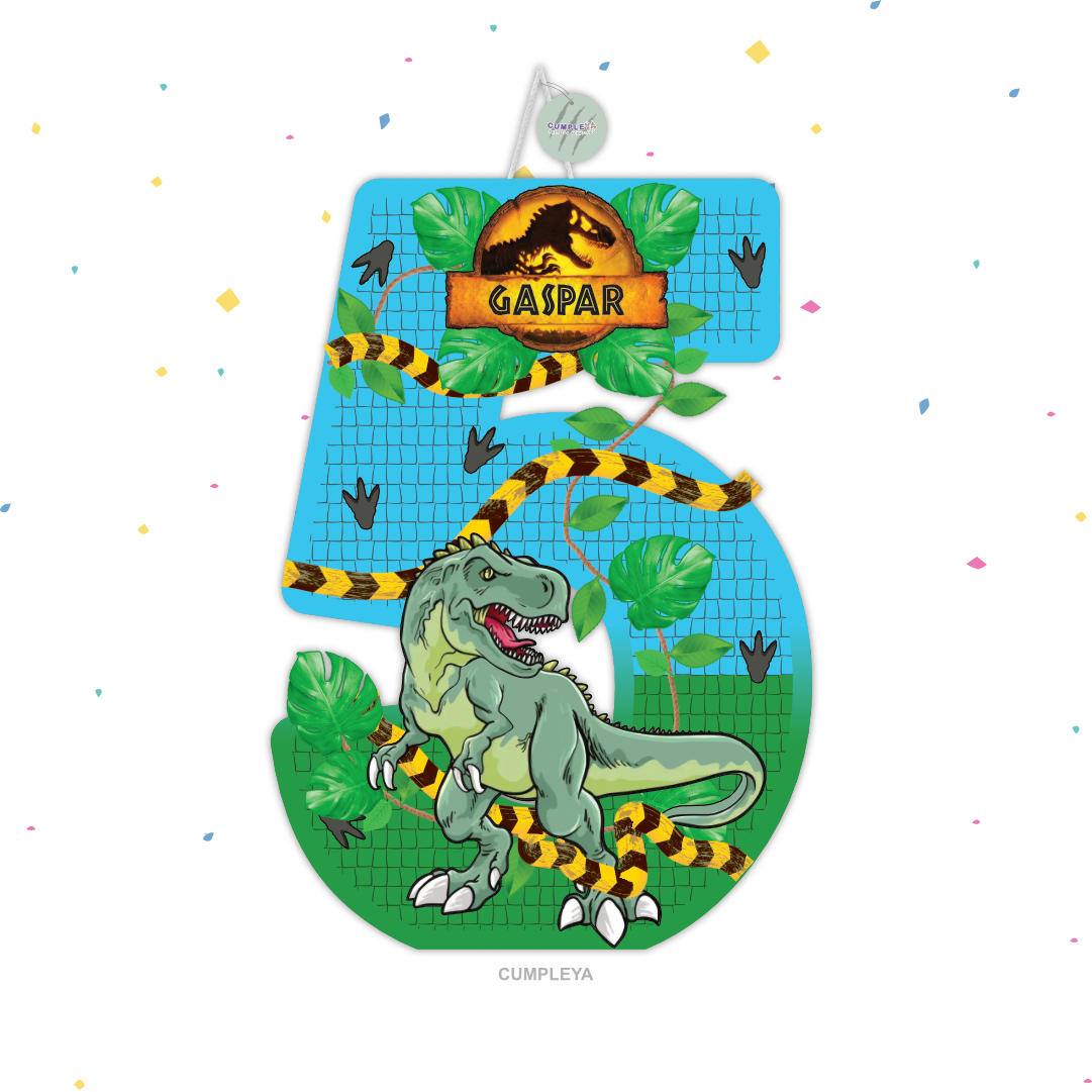 PIÑATA NUMERO 5 TIRANOSAURIO REX 40CM PREMIUM