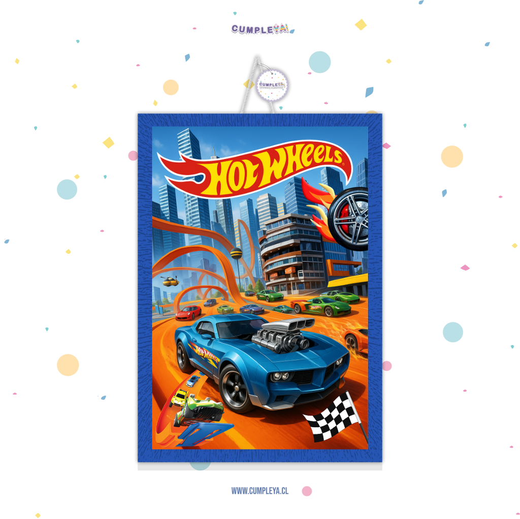 PIÑATA HOT WHEELS RECTANGULAR EXPRÉS 50CM