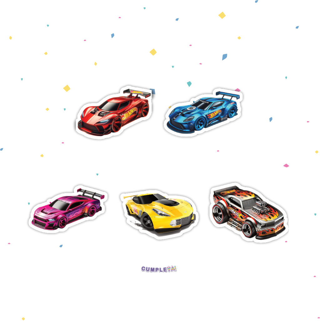 STICKER HOT WHEELS CIRCULARES 5X5CM 30U TEMÁTICO