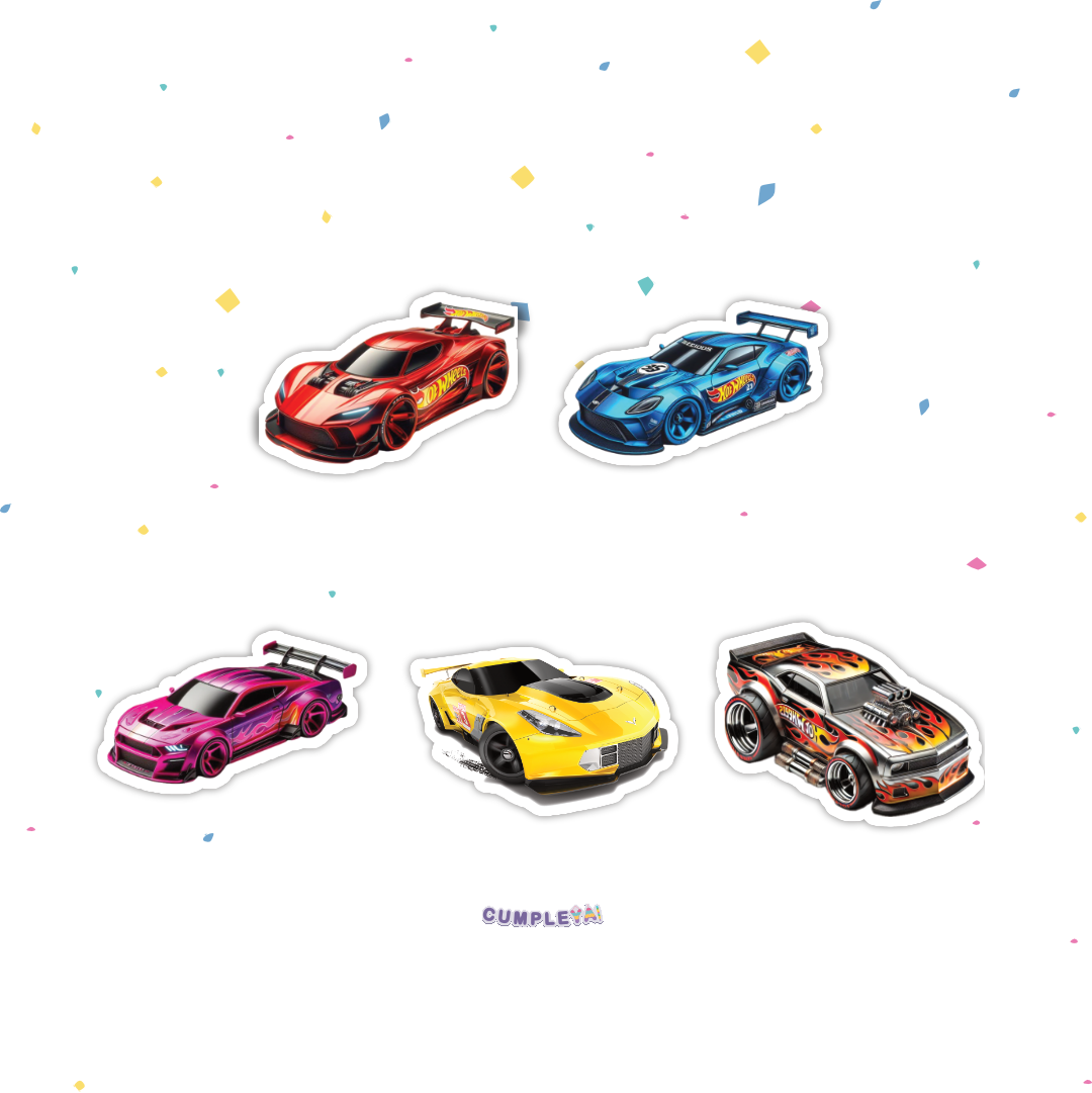 STICKER HOT WHEELS CIRCULARES 5X5CM 30U TEMÁTICO
