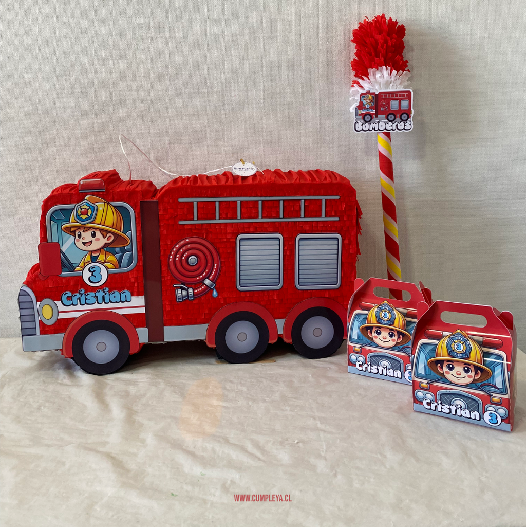 PIÑATA CAMIÓN DE BOMBEROS 60CM PREMIUM
